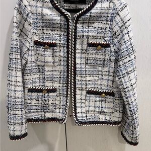 Zara Tweed Jacket - Blue and White